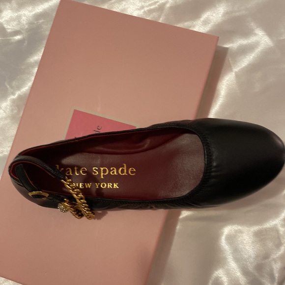 Kate Spade Ankle Chain Strap Crush Ballet Flats in Black Size 7.5B - Picture 14 of 15